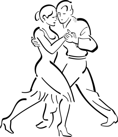 Tango Dancers Coloring Page